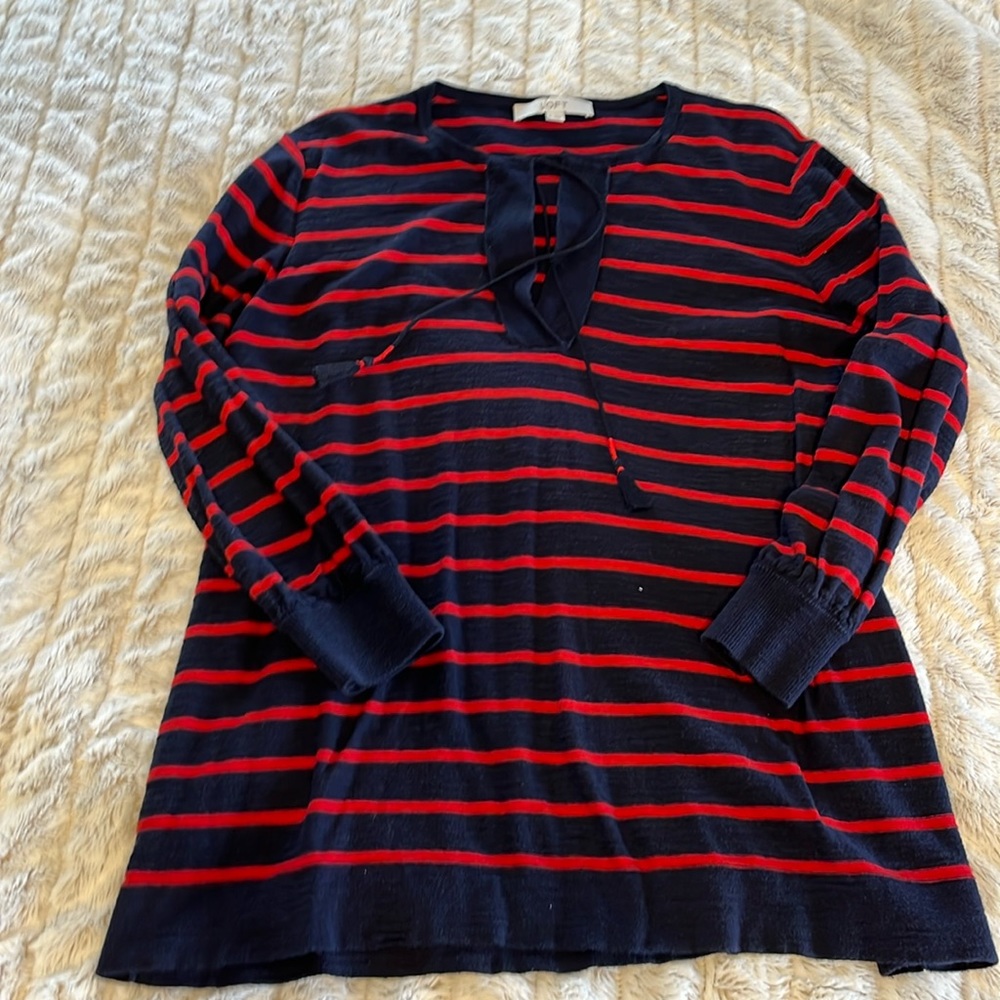 Nautical light weight knit split neck tunic